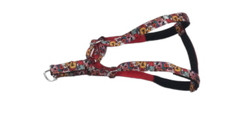 Kennel Animals Padded Nylon Printed Click Lock Adjustable Harness(1")